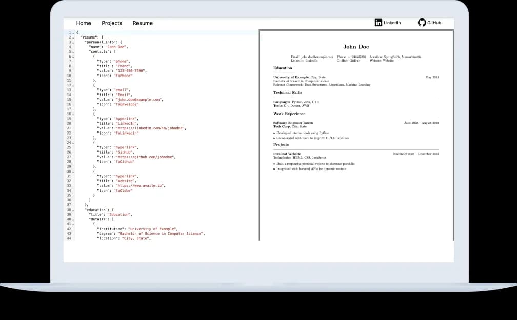 Screenshot of Resume Builder.